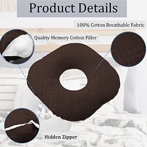 Image of Ear Piercing Pillow for Side Sleepers, Pillow with an Ear Hole for CNH and Ear Pain Ear Inflammation Pressure Sores, O-Shaped Side Sleeping Pillow, Ear Guard Pillow(Dark Brown)