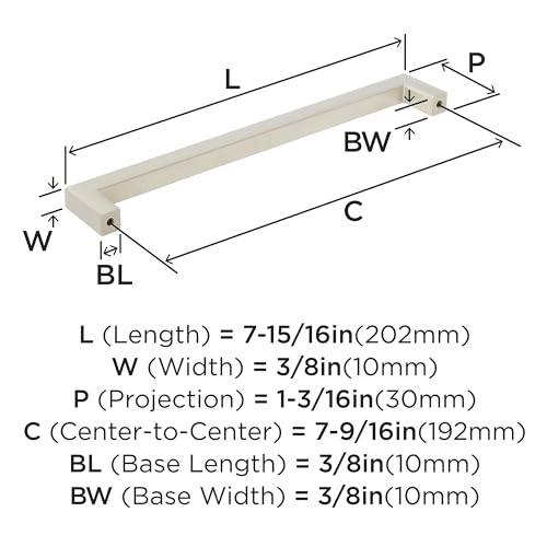 Image of Amerock BP36908G10 | Satin Nickel Cabinet Pull | 7-9 /16 inch (192mm) Center-to-Center Cabinet Handle | Monument | Furniture Hardware