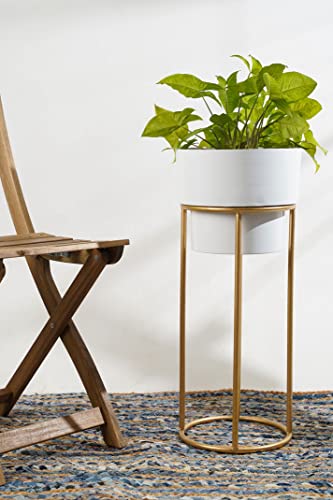 AMASS HANDICRAFTS® Modern Metal Decorative Floor Standing Indoor Outdoor Plant Stands With Flower Pot For Home & Garden Décor Living Room, Balcony, Bedroom & Office (Pack Of 1) (White Gold) (B0BZW268JD) Amazon Price History, Amazon Price Tracker
