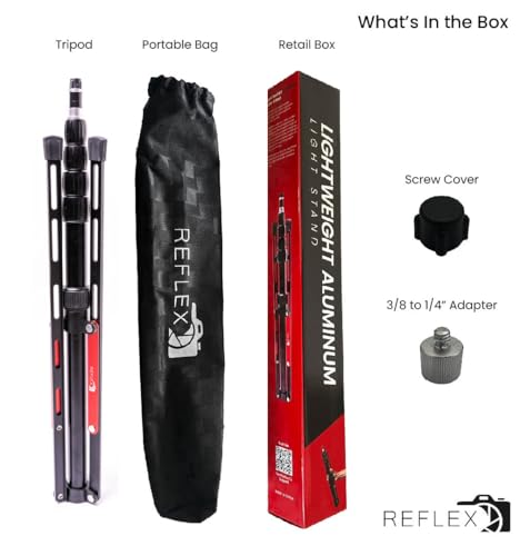 REFLEX CAMERA Aluminium Light Stand 88" 7ft 3in Lightweight & Compact Lighting Stand for Photography Twist Lock - Image 2