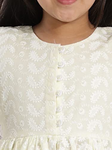 Image of VASTRAMAY Girls Cotton Kurta Set - Chikankari Embroidery EID Festival