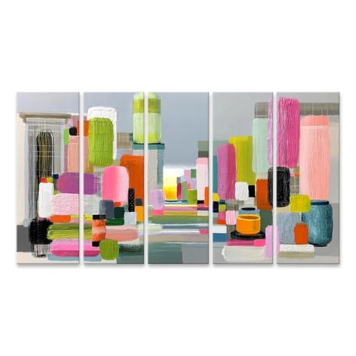 Tableau sur toile coloré islandburner grand format art mural salon moderne 5 pièces