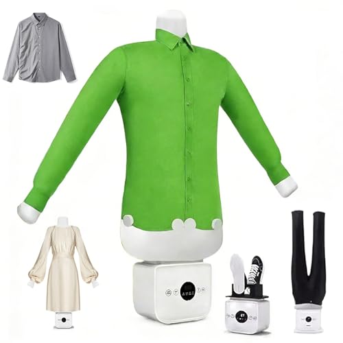 Naturalpowev Mannequin à air Chaud Sécheur Repasseur Chemise et Pantalon, Séchage Rapide en 10 à 15 Minutes, Fer à Repasser Vertical avec 4 Clips, Tailles S à XXL adaptables Set-B