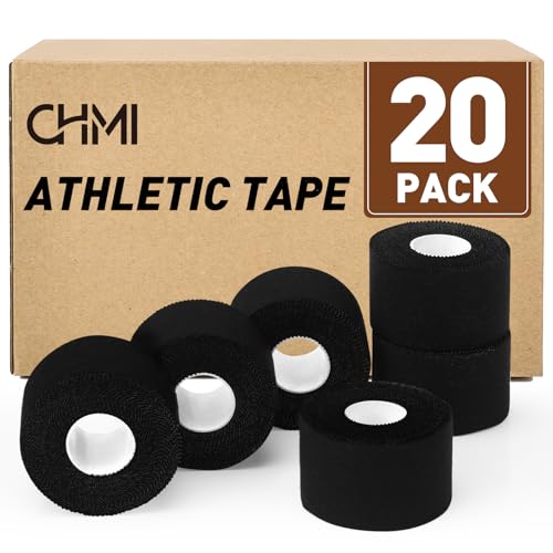 Image of CHMI Athletic Tape,Black Sports Tape (20 Pack), 200 Yards Rolls Very Strong Easy Tear NO Sticky Residue Best Tape for Gymnastics Climbing Bat Injuries Medical (1.5 Inch X 200 Yards).