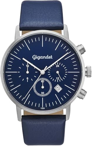 Montre quartz japonais Gigandet Hommes bracelet cuir noir montre analogique classique