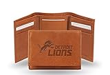 Rico Industries NFL Detroit Lions Embossed Leather Trifold Wallet, Tan , 3.25' x 4.25'