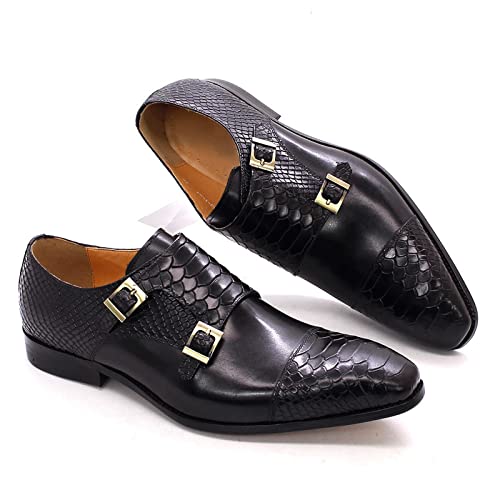 Zapatos formales para hombre CLMJHG en cuero italiano con doble hebilla