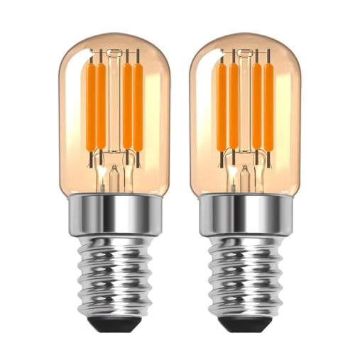Klarlight Bombillas LED E14 Ámbar Retro 2W Bombillas LED, Blancas Suaves y Cálidas 2200K, Bombillas E14 SES de Tornillo Pequeño, Bombillas de Vidrio Tubulares, 15W Equivalentes, 2 Ppaquetes