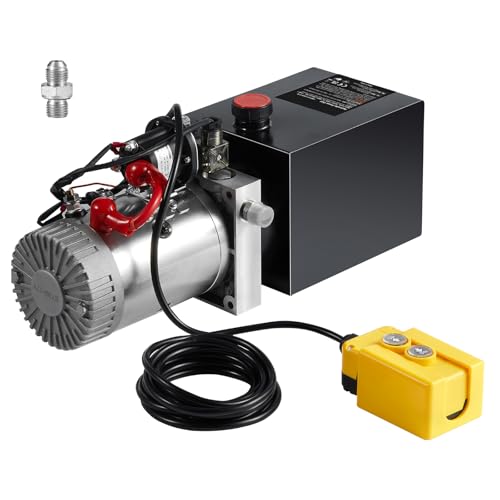 Happybuy Hydraulic Pump, 8 Quart Dump Trailer Pump, Single Acting, 3200 PSI Max Relief Pressure, 0.91 GPM Flow Rate, for Dump Trailer and Car Lifting