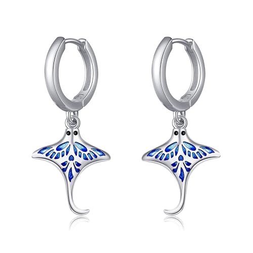 Créoles raie manta en argent sterling de haute qualité pour femme