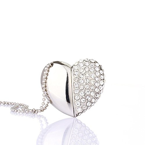 Preisvergleich Produktbild ESCOO 16GB USB-SPEICHERSTICK Silber Herz Diamand Figur USB-Stick