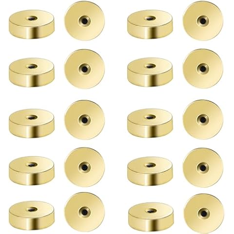 20Pcs Earrings Backs, Earrings Flat Backs for Studs 316L Surgical Steel Earrings Back in Gold Silver for Pierced Jewelry (14K Gold) Cover