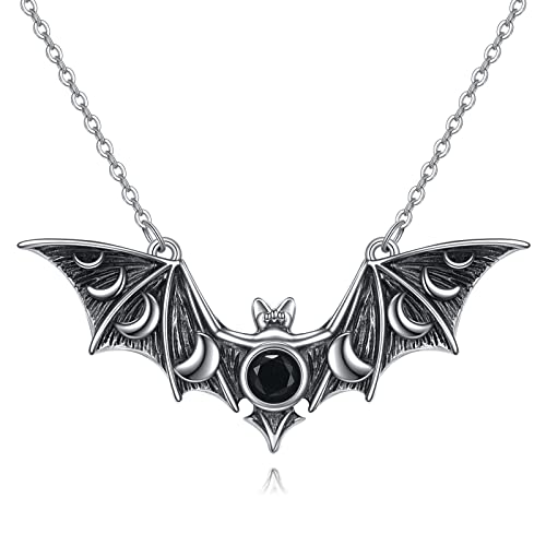 URONE Halloween Necklace Sterling Silver Bat/Moth/Dragon/Spider Necklace Fun Halloween Jewelry Gift for Women