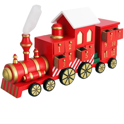 Spielwerk® Calendrier de l'Avent en bois réutilisable 'Train de Noël Express' 24 tiroirs à remplir individuel Déco Noël intérieur Idée Cadeau