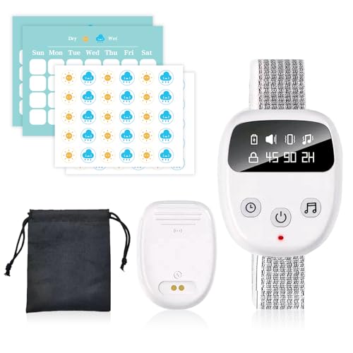 PILSAMAS Bedwetting Alarm for Kids & Adults, Rechargeable Wireless Enuresis Alarm Wristband with LCD Timer, 100ft Range, Silent Vibration - Wearable for Elderly, Dementia Patients & All Ages