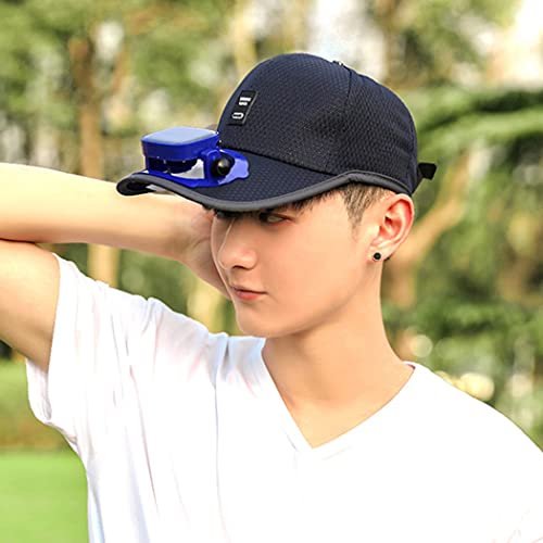 Image of Mens Baseball Cap with Solar Fan, Summer UV Protection Wide Brim Sun Hat Mesh Beach Hats, Solar Powered /USB Charging