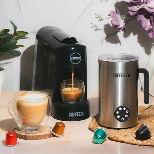 Image of COFFEEZA Finero Next Pod Coffee Machine with New Milk Frother Pro (Combo) - 20 Bar Pressure| Perfect Coffee Maker for Espresso, Latte & Cappuccino | 1-Year Warranty