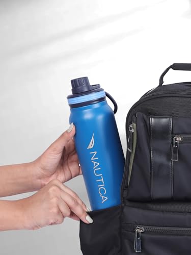 Image of NAUTICA Premium Leak-Proof Insulated Water Bottle - 1pc (Fender)| 750ml | Stainless Steel Flask with 24 Hours Temperature Retention | Ideal for Travel, Gym, Office Use Austin Solid-lightblue