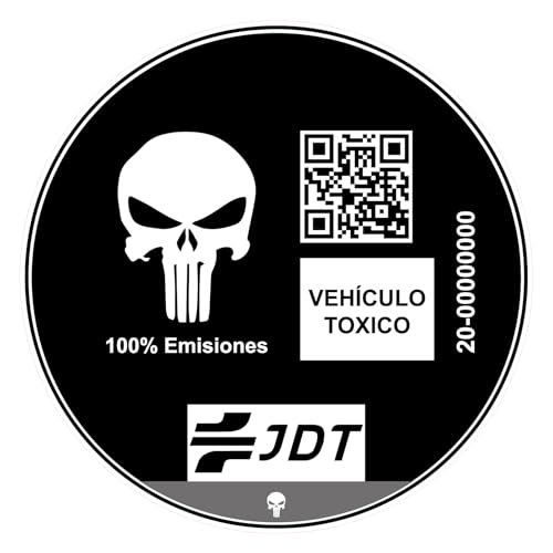 Vinilo Adhesivo Pegatina Sticker Distintivo Ambiental Coche VEHICULO TOXICO JDT INVERTIDO 9x9cm (1)