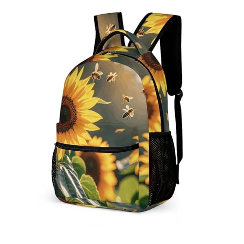 Bee & Sunflowers Backpack for Men Women, Durable Small Backpack Casual Lightweight Daypack for Travel Bag4