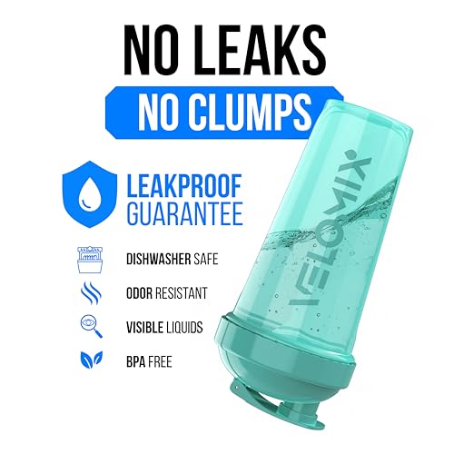 Image of VELOMIX -2 Pack- 28 oz Protein Shaker Bottles for Protein Mixes - 2x Wire Whisk | Leak Proof Shaker Cups for Protein Shakes and Pre Workout | Protein Shaker Bottle Pack (B4) Black /Turquoise