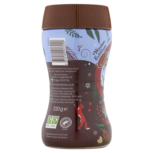 Options Hot Chocolate - Belgian Chocolate & Praline Flavour Hot Chocolate - Limited Edition Christmas Flavour - Perfect Low Calorie Festive Treat - 220g Jar, Packaging May Vary