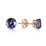 14k Solid Rose Gold Stud Earrings with 0.95 Carat Natural Tanzanite