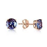 Galaxy Gold GG 14k Solid Rose Gold Stud Earrings with 0.95 Carat Natural Tanzanite