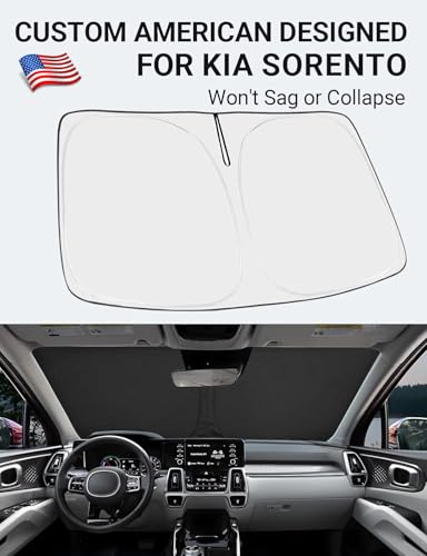 Image of Proadsy Windshield Sun Shade for Kia Sorento 2021-2025 2026 4-Layer Foldable Front Sunshade Protector Sun Visor Blocks UV Rays Keep Car Cooler