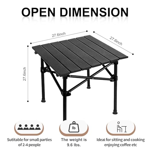 Mesa de Camping DanCoom Plegable y Ajustable de Aluminio para 2-4 Personas Negra Cuadrada miniatura 3