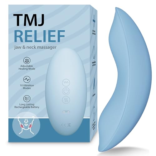 rozonii TMJ Relief Products Jaw,TMJ Relief Dual Motor Massager,Features 3 Heat Mode and 10 Vibration Mode Ergonomic Massage Tool for Jaw Pain, Facial Relaxation and Neck Muscle Relief
