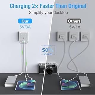 UK to US Plug Travel Adapter, USA Travel Adapter with 4 USB Ports (1 USB C Fast Charger) American to UK Plug Adapter for US Canada Mexico Thailand and More(Type B)