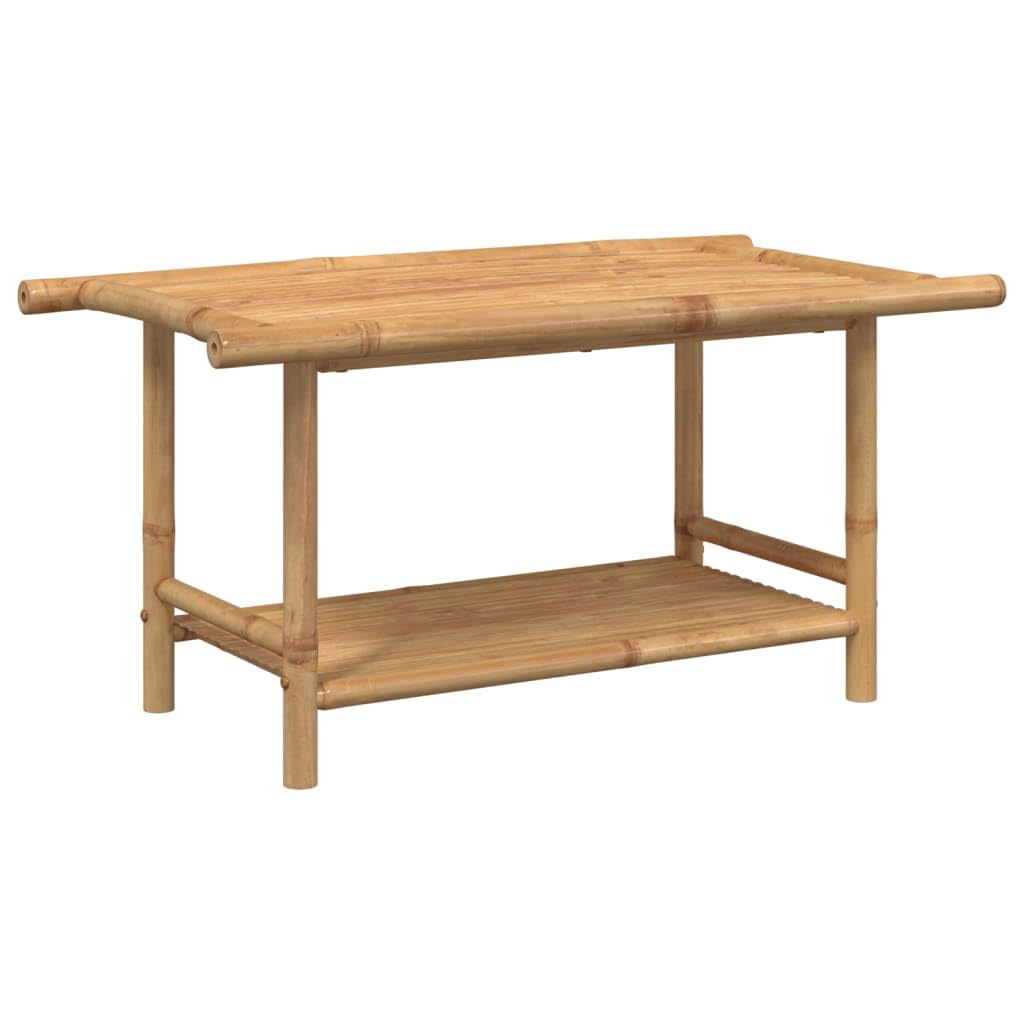 Mesa de Centro de Bambú con Almacenamiento, Mueble Auxiliar para Salón y Exterior, Mesa de Listones Ventilada para Interior y Terraza, Superficie Robusta y Material Duradero