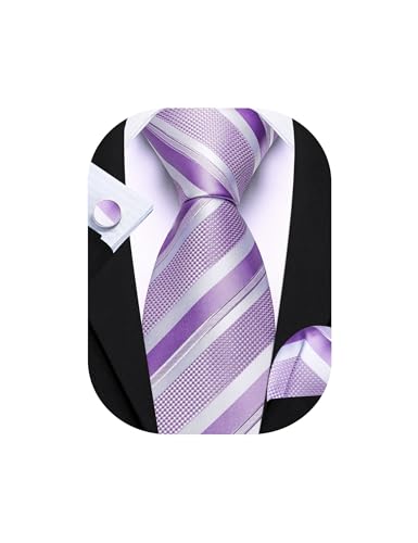 Image of Barry.Wang Mens Tie Set Plaid Check Neckties Formal Business Wedding Luxury Pocket Square Cufflinks