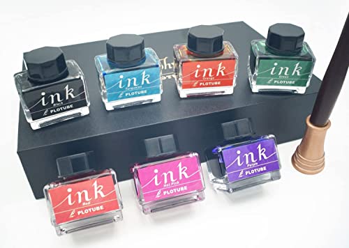 Plotube Calligraphy Pen Set – Includes Wooden Dip Pen, Antique Brass Holder, 11 Nibs, 7 Colors Ink Bottles And Beginner's Manual #TOP5