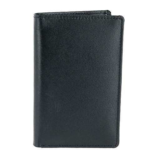 CTM Leather Bifold Badge Holder Wallet, Black