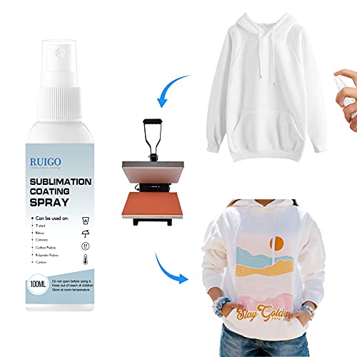 RUIGO Sublimation Spray for Cotton T-Shirts and All Fabric. Including Cotton Blendsï¼ŒPillows ï¼ŒPolyester, Carton, Easy subli for Sublimation and Quick Dryï¼ˆ3.38 ozï¼‰