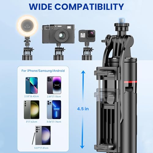 Image of Kratos K16 70 inch / 180 CM Long Selfie Stick, Pop Up Auto Open Tripod 360 Rotatable, Long Extendable Bluetooth Mobile Tripod with 1 /4 inch Screw for Mobile Phone Camera Gopro Vlogging YouTube Travel