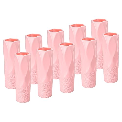 PATIKIL Flower Vase, 10 Pack Plastic Vases for Flowers Ceramic Look Small Tall Floral Vase Table Centerpieces for Home Room Decor Pink