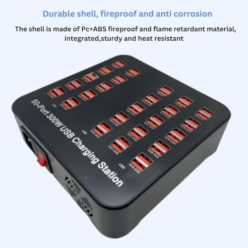 Image of Smart 50 Ports USB Hub Charging Station Power Outlet Multi Port Speed Dock Charger Suitable for Hotels, Shops, Schools, Shopping Mall and Travel - Black (50 USB Port)