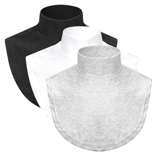 Hejo 3 Stück Blusenkragen Einsatz Damen Krageneinsatz Damen Rollkragen Blusenkragen Fake Kragen Hemdkragen Einsatz Damens Für Alle Arten Von Kleidung Geeignet Schwarz Weiß Grau