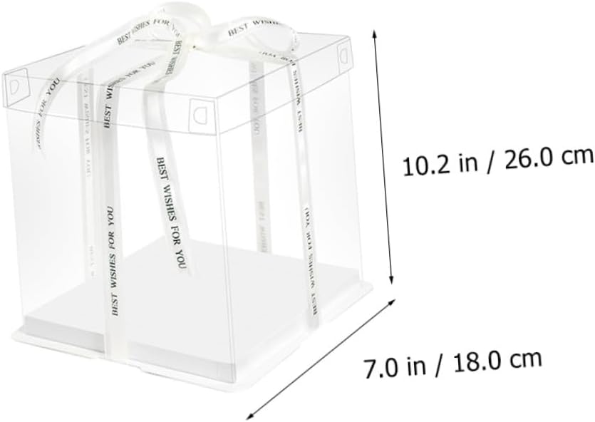 YARNOW 5pcs 8-inch Birthday Cake Boxes Single Layer Cake Wrapping and Storage Containers with Ribbon for Party Packaging
