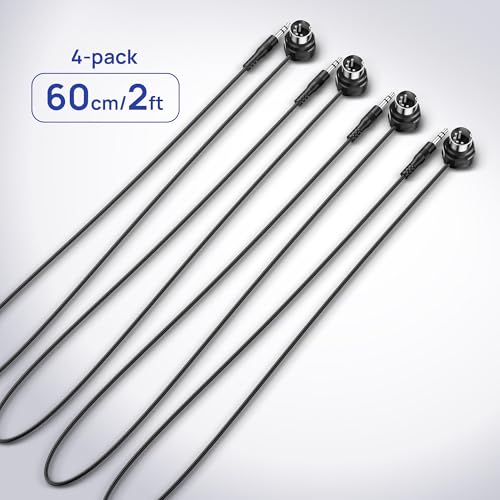 Image of CME TRS MIDI Cable 4-Pack - Straight TRS Type A (3.5mm - 1 /8 inch) to Angled 5-pin DIN, 2FT / 60CM - Perfect for Compact Spaces and patching