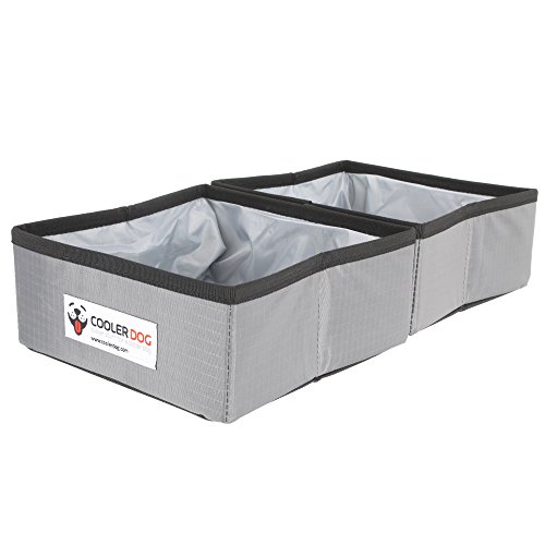 CoolerDog Pocket Bowl Collapsible Dog Bowls – Double Travel Dog Bowl for Food & Water, Foldable Portable Pet Bowl (Large 56 oz x2)