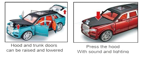 Image of 1:24 New Rolls Royce Cullinan Toy Car Diecast Metal Pull Back Car - 6 Openable Doors with Sound & Light | Luxury Toy Car & Gift for Kids 【Colors as Per Stock】