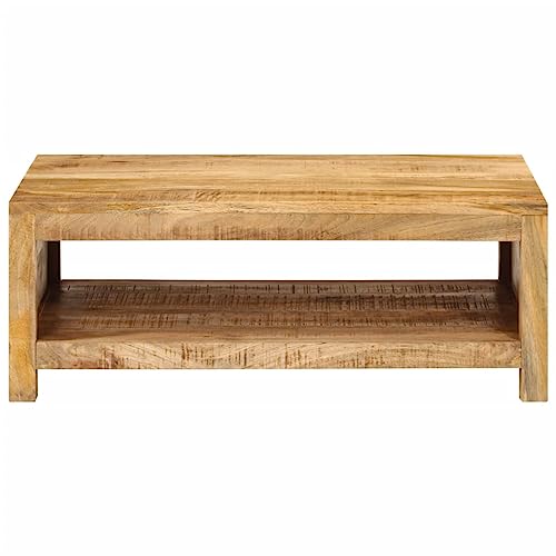 Table Basse Manguier Massif 80cm avec Rangement vidaXL