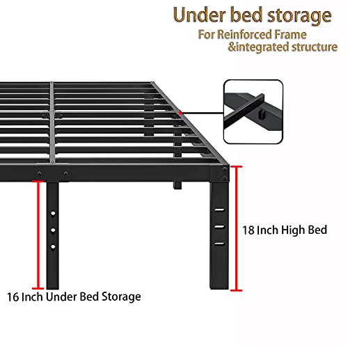 Caplisave Metal Platform King Bed Frame,Max 3500Lbs Heavy Duty Metal Slat Support,18 Inch High Underbed Storage Bed Frames,Easy Assembly，No Box Spring Needed，Black #TOP6