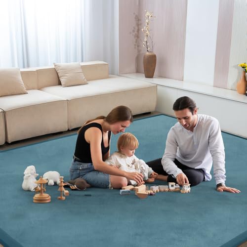 Image of Baby Play Mat for Floor Nursery Rug Muscle Mat Area Rug Playroom Rug 79 inchx110 inch Playpen Mat Elastic Foam 1.3 inch Thick Crawling Mat for Babies,Toddlers, Infants, Kids,Indigo