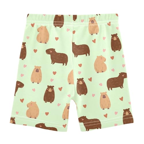 Cute Capybara Drawing Green Girls Shorts Elastic Waist Sports Shorts Girls Leggings Pants for 4-10 Years2