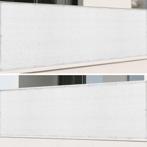Vela de Sombra 402 x 431 cm Protección Rayos UV Resistente Pantalla de Protección Solar y Privacidad con Cuerdas y Ojal para Patio, Jardín, Exteriores, Terraza, Blanco